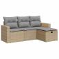 Preview: 4-tlg. Garten-Sofagarnitur mit Kissen Beige Poly Rattan
