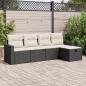 Preview: ARDEBO.de - 5-tlg. Garten-Sofagarnitur mit Kissen Schwarz Poly Rattan