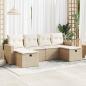 Preview: ARDEBO.de - 6-tlg. Garten-Sofagarnitur mit Kissen Beige Poly Rattan
