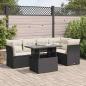 Preview: ARDEBO.de - 6-tlg. Garten-Sofagarnitur mit Kissen Schwarz Poly Rattan
