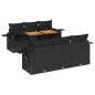 Preview: 7-tlg. Garten-Sofagarnitur mit Kissen Schwarz Poly Rattan