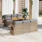 Preview: ARDEBO.de - 7-tlg. Garten-Sofagarnitur mit Kissen Beige Poly Rattan
