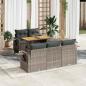 Preview: ARDEBO.de - 6-tlg. Garten-Sofagarnitur mit Kissen Grau Poly Rattan