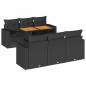 Preview: 7-tlg. Garten-Sofagarnitur mit Kissen Schwarz Poly Rattan