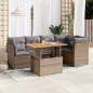 Preview: ARDEBO.de - 6-tlg. Garten-Sofagarnitur mit Kissen Beige Poly Rattan