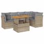 Preview: 6-tlg. Garten-Sofagarnitur mit Kissen Beige Poly Rattan