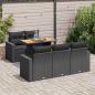 Preview: ARDEBO.de - 6-tlg. Garten-Sofagarnitur mit Kissen Schwarz Poly Rattan