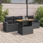 Preview: ARDEBO.de - 5-tlg. Garten-Sofagarnitur mit Kissen Schwarz Poly Rattan