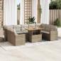 Preview: ARDEBO.de - 10-tlg. Garten-Sofagarnitur mit Kissen Beige Poly Rattan