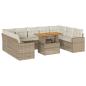 Preview: 10-tlg. Garten-Sofagarnitur mit Kissen Beige Poly Rattan