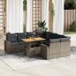 Preview: ARDEBO.de - 9-tlg. Garten-Sofagarnitur mit Kissen Grau Poly Rattan
