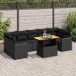 Preview: ARDEBO.de - 8-tlg. Garten-Sofagarnitur mit Kissen Schwarz Poly Rattan