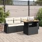 Preview: ARDEBO.de - 5-tlg. Garten-Sofagarnitur mit Kissen Schwarz Poly Rattan
