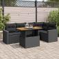 Preview: ARDEBO.de - 6-tlg. Garten-Sofagarnitur mit Kissen Schwarz Poly Rattan