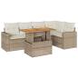 Preview: 6-tlg. Garten-Sofagarnitur mit Kissen Beige Poly Rattan