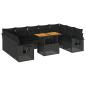 Preview: 10-tlg. Garten-Sofagarnitur mit Kissen Schwarz Poly Rattan