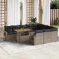Preview: ARDEBO.de - 11-tlg. Garten-Sofagarnitur mit Kissen Grau Poly Rattan