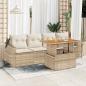 Preview: ARDEBO.de - 5-tlg. Garten-Sofagarnitur mit Kissen Beige Poly Rattan