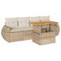 Preview: 5-tlg. Garten-Sofagarnitur mit Kissen Beige Poly Rattan