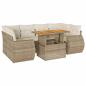 Preview: 7-tlg. Garten-Sofagarnitur mit Kissen Beige Poly Rattan