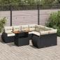 Preview: ARDEBO.de - 9-tlg. Garten-Sofagarnitur mit Kissen Schwarz Poly Rattan