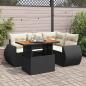 Preview: ARDEBO.de - 5-tlg. Garten-Sofagarnitur mit Kissen Schwarz Poly Rattan