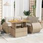 Preview: ARDEBO.de - 5-tlg. Garten-Sofagarnitur mit Kissen Beige Poly Rattan