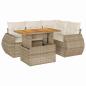 Preview: 5-tlg. Garten-Sofagarnitur mit Kissen Beige Poly Rattan