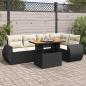 Preview: ARDEBO.de - 6-tlg. Garten-Sofagarnitur mit Kissen Schwarz Poly Rattan