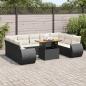 Preview: ARDEBO.de - 10-tlg. Garten-Sofagarnitur mit Kissen Schwarz Poly Rattan