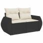 Preview: 10-tlg. Garten-Sofagarnitur mit Kissen Schwarz Poly Rattan