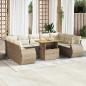 Preview: ARDEBO.de - 10-tlg. Garten-Sofagarnitur mit Kissen Beige Poly Rattan