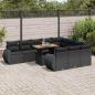 Preview: ARDEBO.de - 11-tlg. Garten-Sofagarnitur mit Kissen Schwarz Poly Rattan