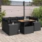 Preview: ARDEBO.de - 7-tlg. Garten-Sofagarnitur mit Kissen Schwarz Poly Rattan
