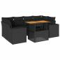 Preview: 7-tlg. Garten-Sofagarnitur mit Kissen Schwarz Poly Rattan