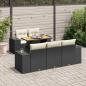 Preview: ARDEBO.de - 6-tlg. Garten-Sofagarnitur mit Kissen Schwarz Poly Rattan
