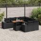 Preview: ARDEBO.de - 9-tlg. Garten-Sofagarnitur mit Kissen Schwarz Poly Rattan