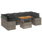Preview: 8-tlg. Garten-Sofagarnitur mit Kissen Grau Poly Rattan