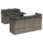 Preview: 6-tlg. Garten-Sofagarnitur mit Kissen Grau Poly Rattan