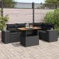 Preview: ARDEBO.de - 6-tlg. Garten-Sofagarnitur mit Kissen Schwarz Poly Rattan