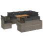 Preview: 9-tlg. Garten-Sofagarnitur mit Kissen Grau Poly Rattan