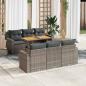 Preview: ARDEBO.de - 7-tlg. Garten-Sofagarnitur mit Kissen Grau Poly Rattan