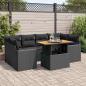 Preview: ARDEBO.de - 7-tlg. Garten-Sofagarnitur mit Kissen Schwarz Poly Rattan