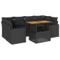 Preview: 7-tlg. Garten-Sofagarnitur mit Kissen Schwarz Poly Rattan