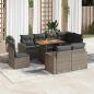 Preview: ARDEBO.de - 9-tlg. Garten-Sofagarnitur mit Kissen Grau Poly Rattan