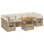 Preview: 8-tlg. Garten-Sofagarnitur mit Kissen Beige Poly Rattan