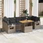 Preview: ARDEBO.de - 8-tlg. Garten-Sofagarnitur mit Kissen Grau Poly Rattan