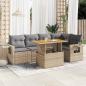 Preview: ARDEBO.de - 6-tlg. Garten-Sofagarnitur mit Kissen Beige Poly Rattan