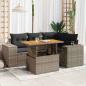 Preview: ARDEBO.de - 5-tlg. Garten-Sofagarnitur mit Kissen Grau Poly Rattan