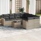 Preview: ARDEBO.de - 9-tlg. Garten-Sofagarnitur mit Kissen Hellgrau Poly Rattan